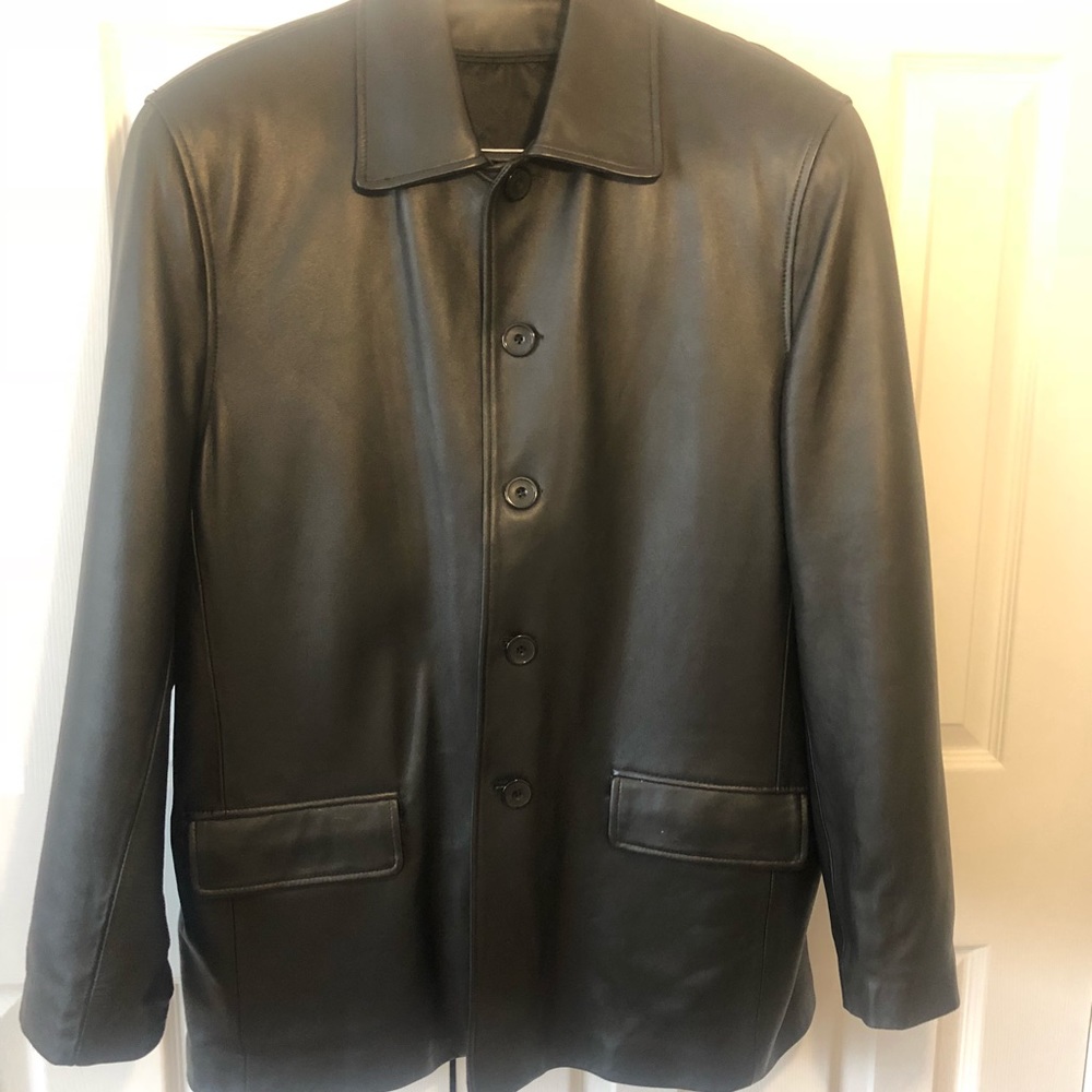 Men’s Black Leather Jacket. Size XL.